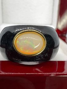 Opal Ethiopian Opal & Black Jade Statement Ring