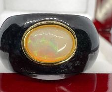 Opal Ethiopian Opal & Black Jade Statement Ring