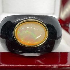 Opal Ethiopian Opal & Black Jade Statement Ring