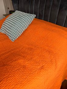 King size heavy duty vibrant orange bedspread