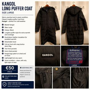 Kangol Black Long Coat