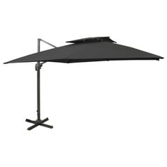 Cantilever Umbrella with Double Top 300x300 cm Black