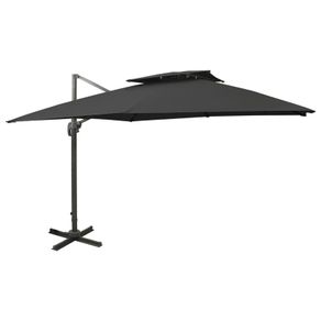 Cantilever Umbrella with Double Top 300x300 cm Black