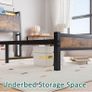 3ft Single Bed Frame with Charging Station and LED Lights, Wood Headboard with Storage Shelves Image 4