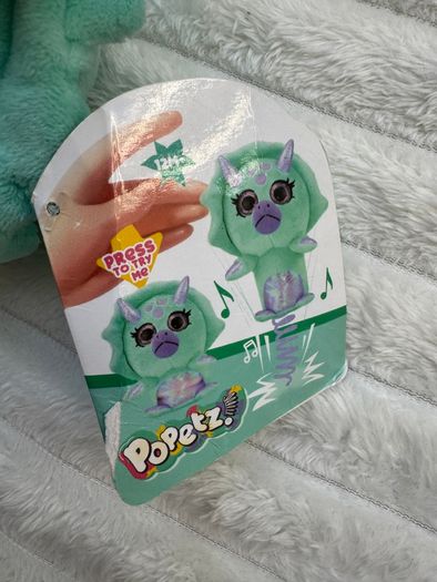 Popetz Triceratops Dinosaur Jumping Plush Toy Sot Teal Purple NO Sounds Eolo Toys Used Please see photos