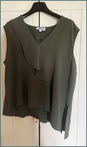 GERARD Ladies Asymmetrical Khaki Frill Vest/Top. BNwOT.