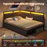 Sofa Bed with 2 Drawers and USB Charging Station with LED Lighting and Metal Slatted Frame 140 x 200 cm Image 3