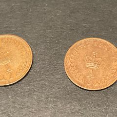 1/2 Penny coin Elizabeth II 1971 and 1982