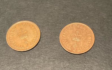 1/2 Penny coin Elizabeth II 1971 and 1982