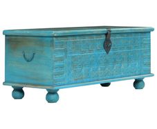 Storage Chest Solid Mango Wood Blue 100x40x41 cm