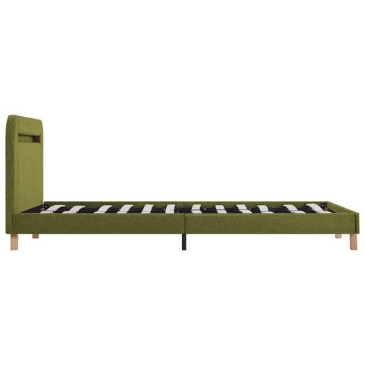 Bed Frame with LED Green Fabric 120x190 cm