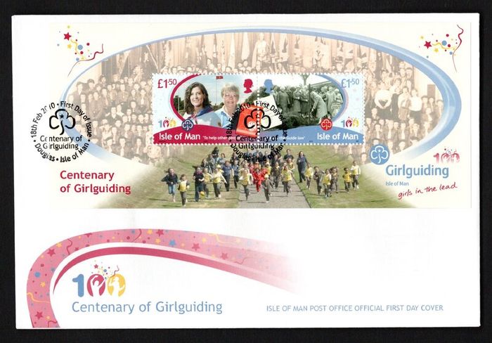 2010 Isle of Man Centenary of Girlguiding Commemorative Stamps Miniature Sheet First Day Cover (FDC)