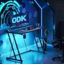 Gaming Table with Cup Holder and Headphone Hook, Double Z Frame Design Computer Desk Carbon Fiber Black 80 cm Image 2