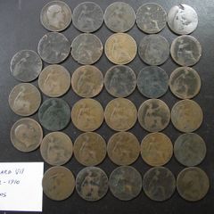 Great Britain. Edward VII. 33 coins x half penny (1902-1910)
