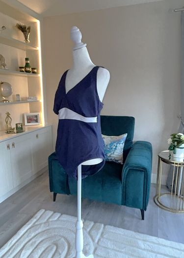 Ladies Navy & White Swimsuit from TU  Size UK 18 / EU 46