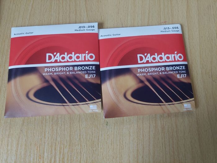 2 packs of D'Addario EJ17 Phosphor Bronze acoustic guitar strings