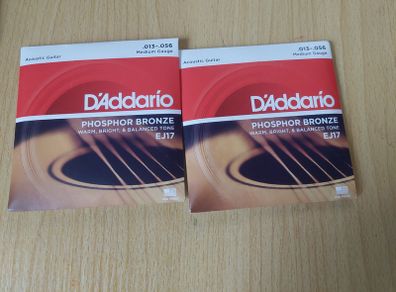 2 packs of D'Addario EJ17 Phosphor Bronze acoustic guitar strings