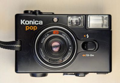Konica Pop 35mm Point & Shoot with SHARP Hexanon Lens. Fully Tested
