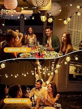 Garden String Festoon Lights - 17M / 55.77FT Garden LED Lights Outdoor Lights Mains Powered Waterproof & 25 Shatterproof Outdoor Patio Lights for Backyard Gazebo Pergola Cafe Party