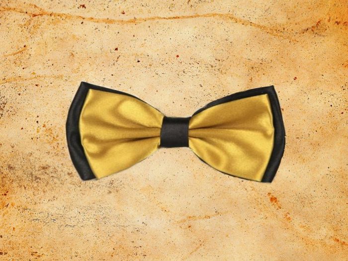 Gold and Black Satin BowTie