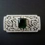 Art Deco Vintage Style Emerald Stone Silver Brooch Pin Image 2