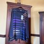 SAMOON FURTHER REDUCED new top mixed fabric , the front is navy with purple lilac gold and beige , the back and sleeves navy . Length is 32 inches Image 3