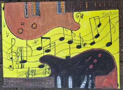 Hand Painted Canvas Picture Guitars
