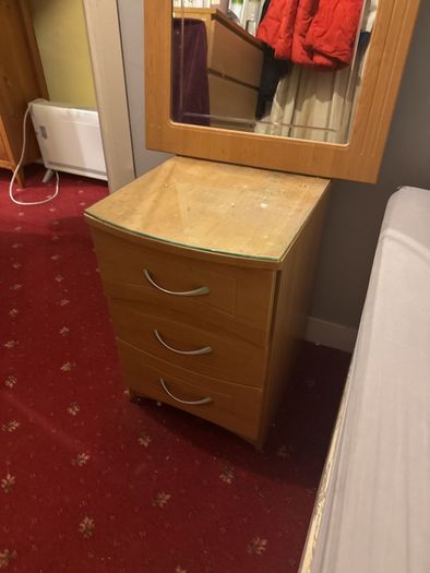 Bedside table and mirror