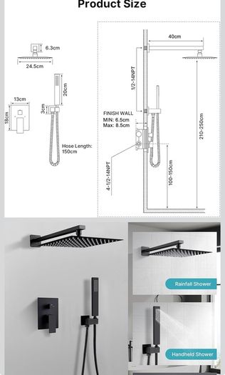 Concealed Shower Mixer With 40cm Shower Head