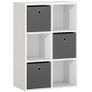 Shelf with 6 Compartments and 3 Fabric Drawers, Storage Shelf, Versatile, Grey Image 4
