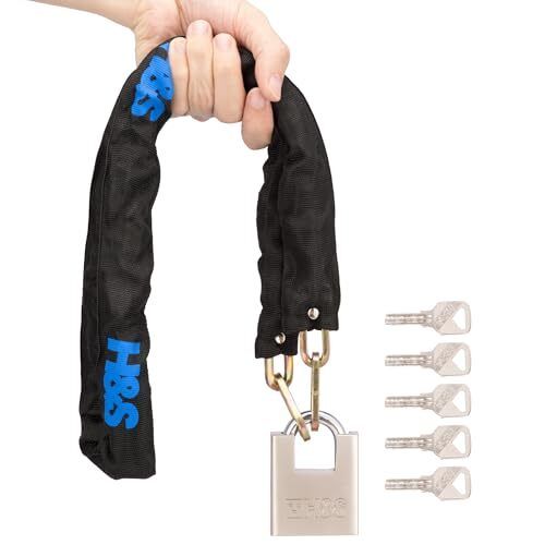 Heavy Duty Motorbike Lock with Padlock | 6mm x 1.2m | Motorcycle & Scooter Lock with Security Chain | 2m Bike Locks High Security | Strong Chain & Locking Padlock (6mm Dia x 1200mm Length)