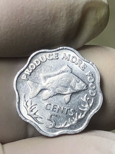 Seychelles 5 Cents 1977 Fish Low Mintage