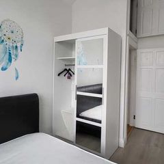 White Sliding Door Wardrobe with Mirror for Sale