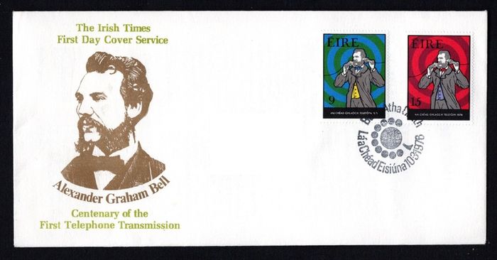 1976 Ireland Centenary of the First Telephone Transmission Commemorative Stamps The Irish Times First Day Cover (FDC)