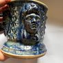 Rare Michael Kennedy Studio Pottery River of Ireland For-Faced Lidded Jar Image 2