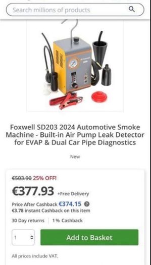 Foxwell Automotive Smoke Machine EVAP Smoke Leak Detector for Car Motorcycle Vacuum Tester Oil Fuel