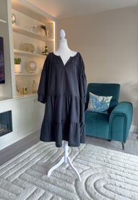 Brand-new Ladies Black Puff Sleeve Tiered Midi Dress from George