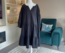 Brand-new Ladies Black Puff Sleeve Tiered Midi Dress from George