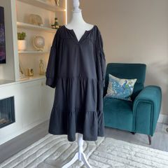 Brand-new Ladies Black Puff Sleeve Tiered Midi Dress from George