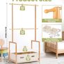 Children's Clothes Rack, with 2 Storage Boxes and 2 Adjustable Hanging Rails, Clothes Rail & Shelf, Children's Room, Children Wardrobe, for Baby Girls Boys Natural Colour Image 2