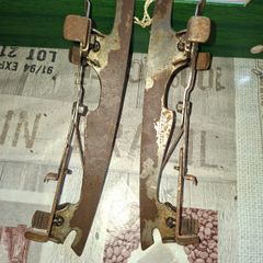 Antique No. 5 Acme Club skates featuring the Forbes patent 19th or early 20th century, The skates feature a steel construction with adjustable mechanisms and heel plates marked Left and Right 10 Postage Available or Collection