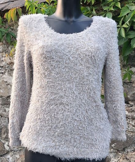 Beige Fuzzy Chenille with Gold Iridescent Sequins Jumper