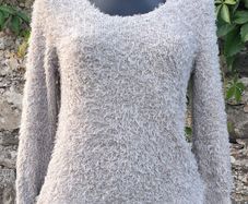 Beige Fuzzy Chenille with Gold Iridescent Sequins Jumper