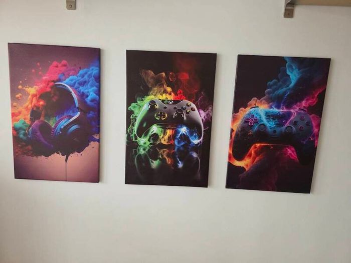3 framed printed canvas 35x55cm