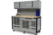 68" Tool Boxes With 19 Drawers Top Cabinets + Pegboard