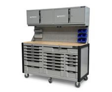 68" Tool Boxes With 19 Drawers Top Cabinets + Pegboard