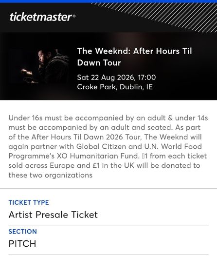 The Weeknd - Sat Aug 22 - 5pm Croke Park