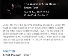 The Weeknd - Sat Aug 22 - 5pm Croke Park