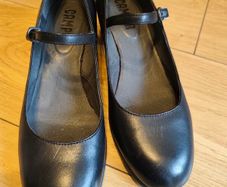 Camper Katie Black Leather Mary Janes  New Without Tags