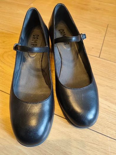 Camper Katie Black Leather Mary Janes  New Without Tags